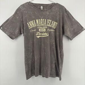 U.S. Apparel Men's M Gray Anna Maria Island Florida Graphic T-Shirt Acid Wash